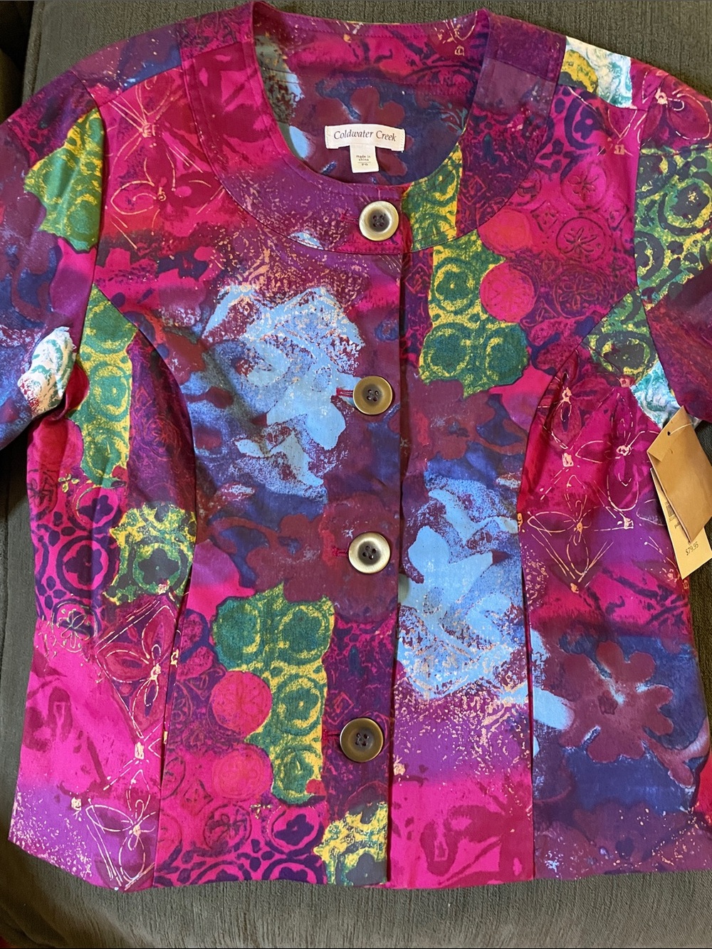 Coldwater Creek Magenta Multicolor Button Jacket